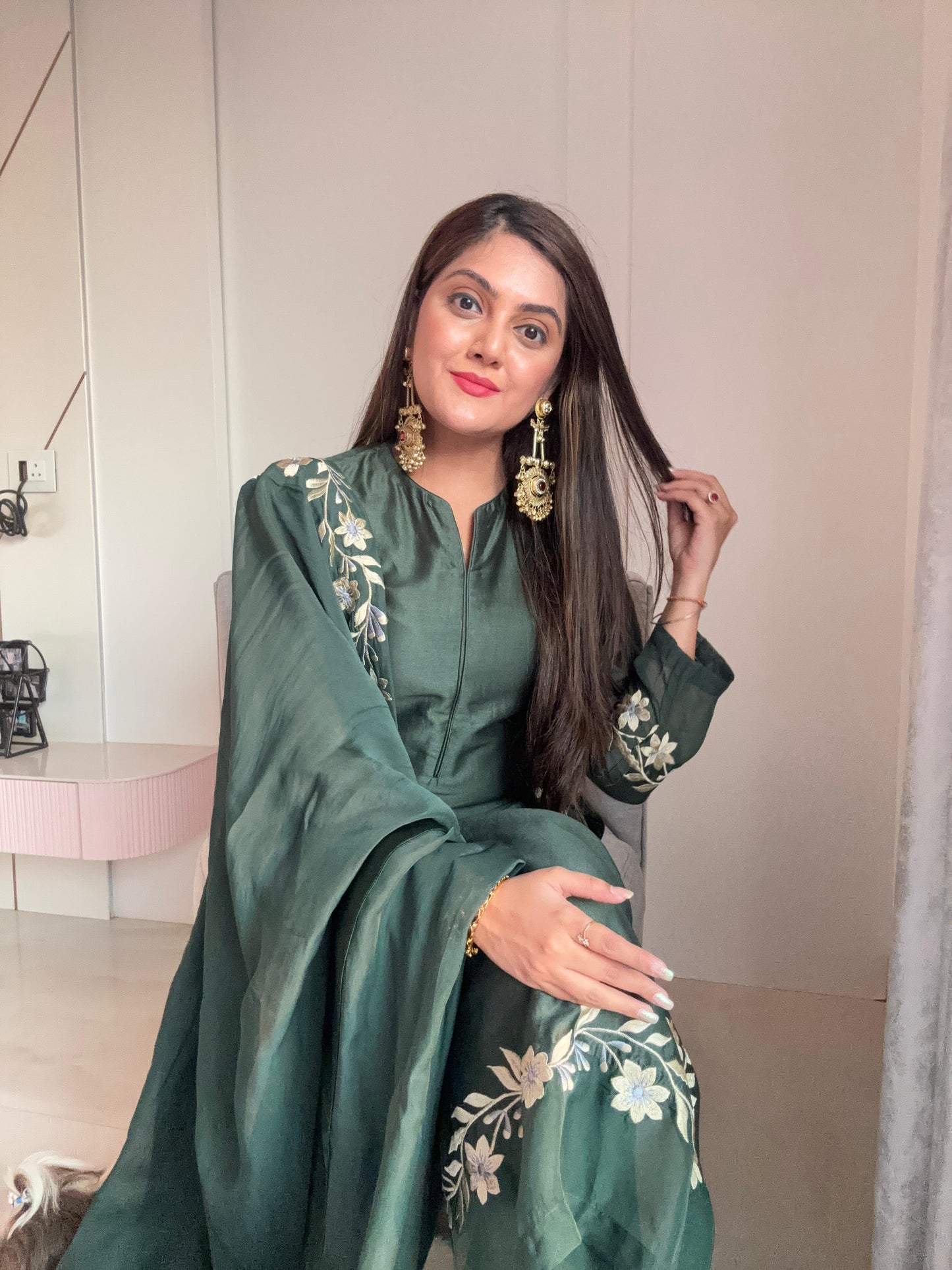 Twilight Emerald Chanderi Set