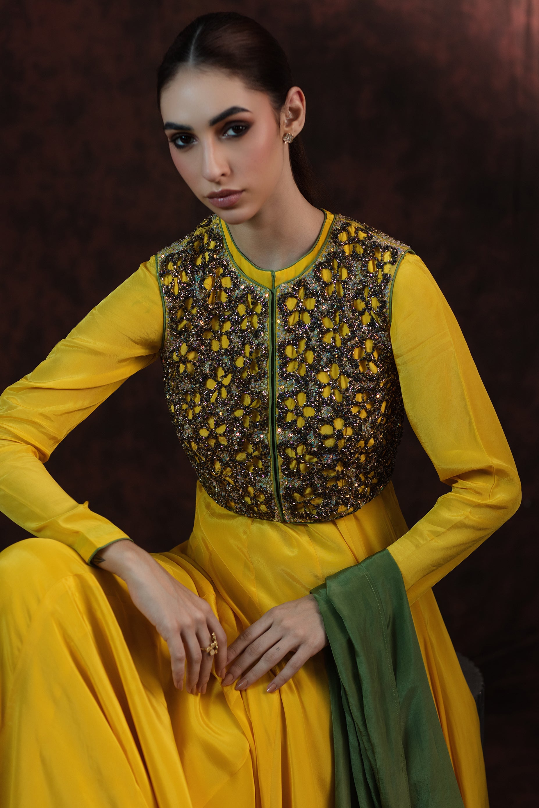 Gold Oasis Gown with Jacket ZeeFaa Gold Oasis Gown with Jacket ZeeFaa