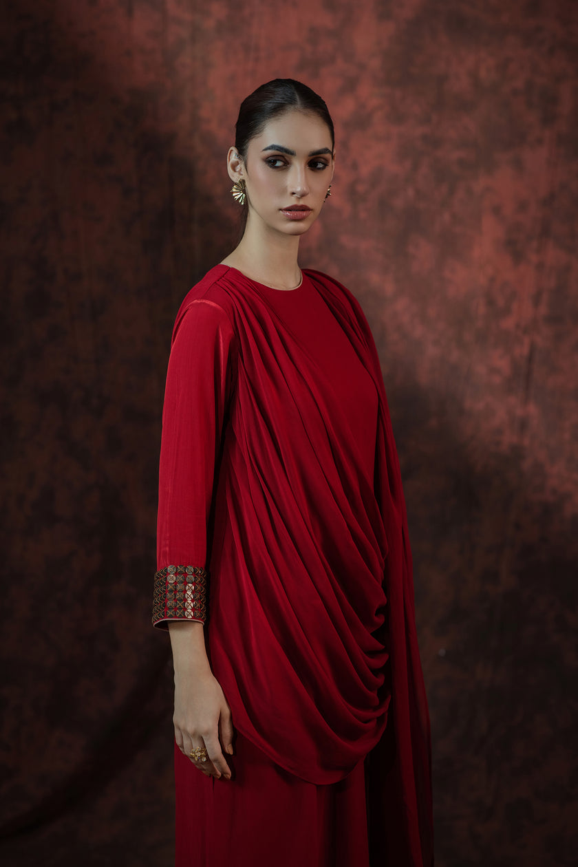 Rouge Radiance Draped Ensemble