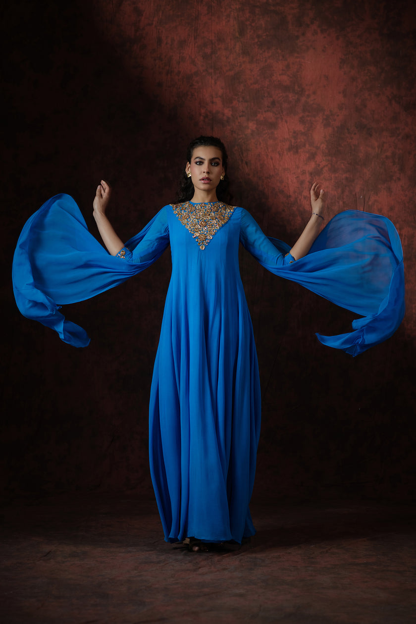 Sapphire Embrace Gown