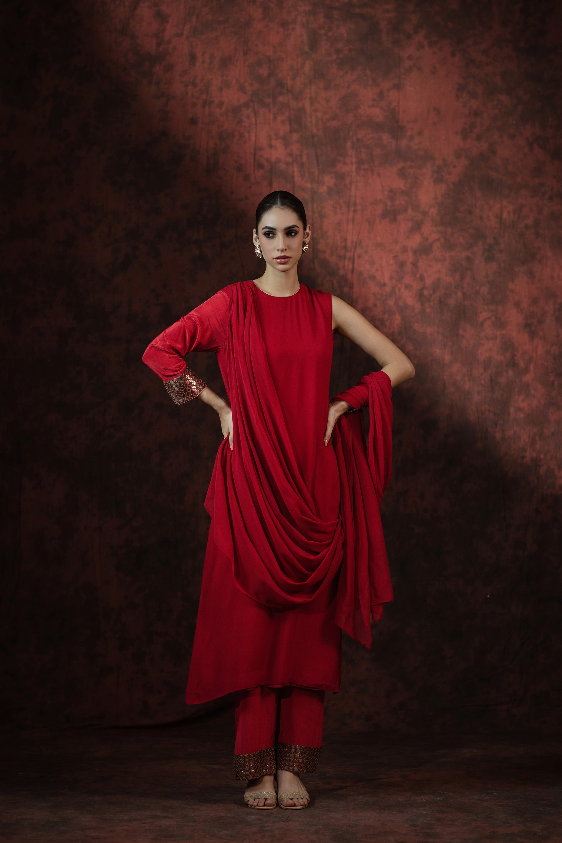 Rouge Radiance Draped Ensemble