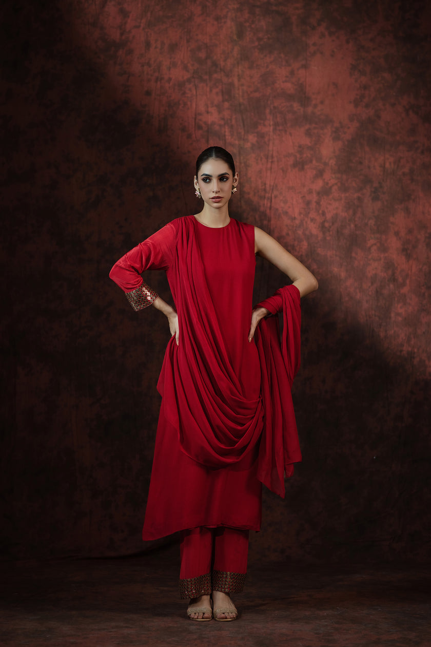 Rouge Radiance Draped Ensemble