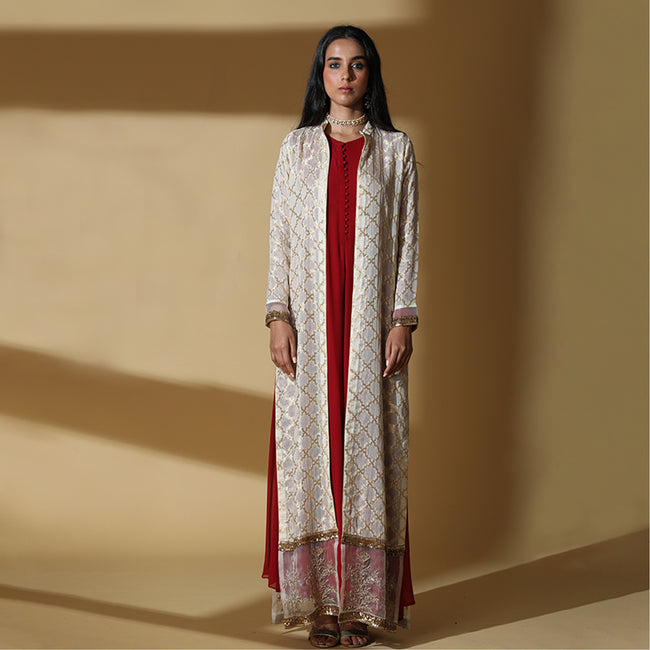 Georgette Angrakha with Brocade Jacket Set