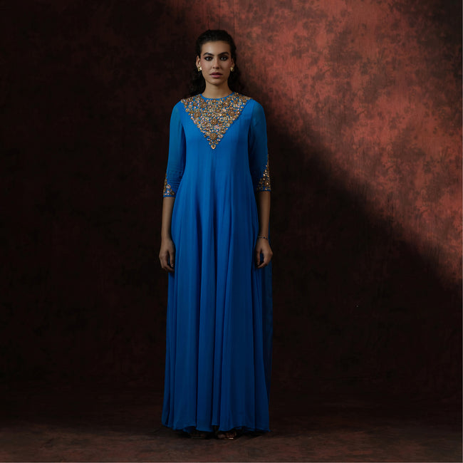 Sapphire Embrace Gown