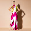 Lustrous Pre Draped Pink Saree With Crop Top