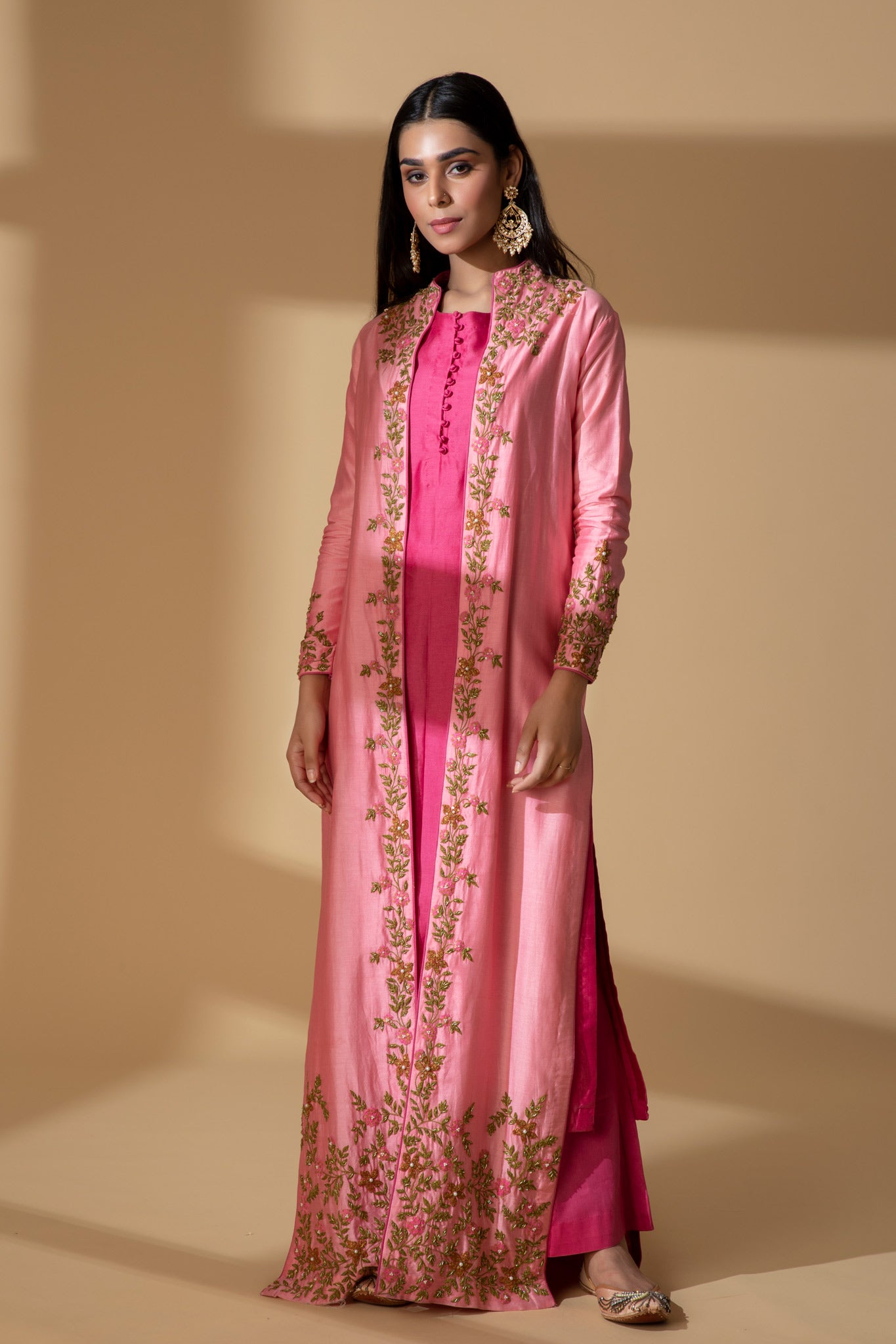 Classic Chanderi with Embroidered Jacket Set