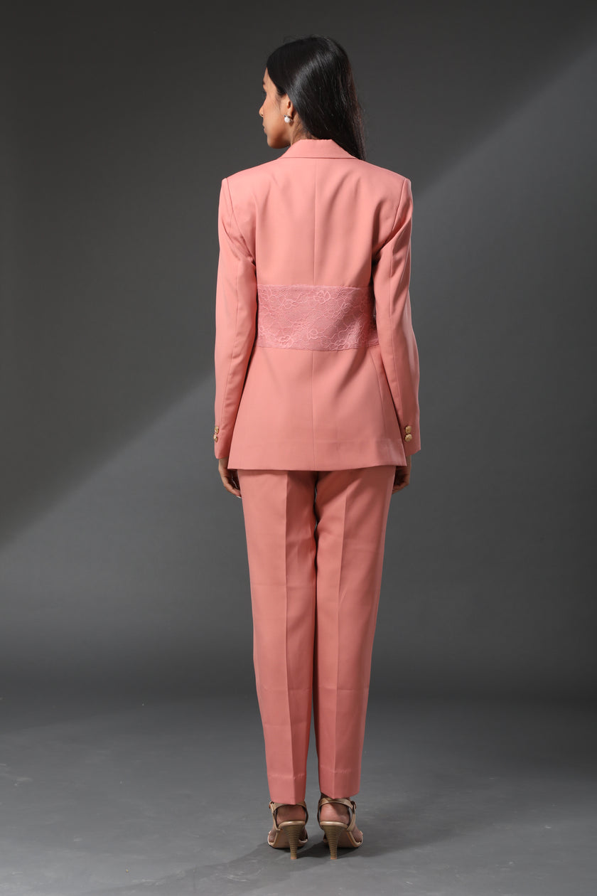 Burnt Coral Lace Blazer